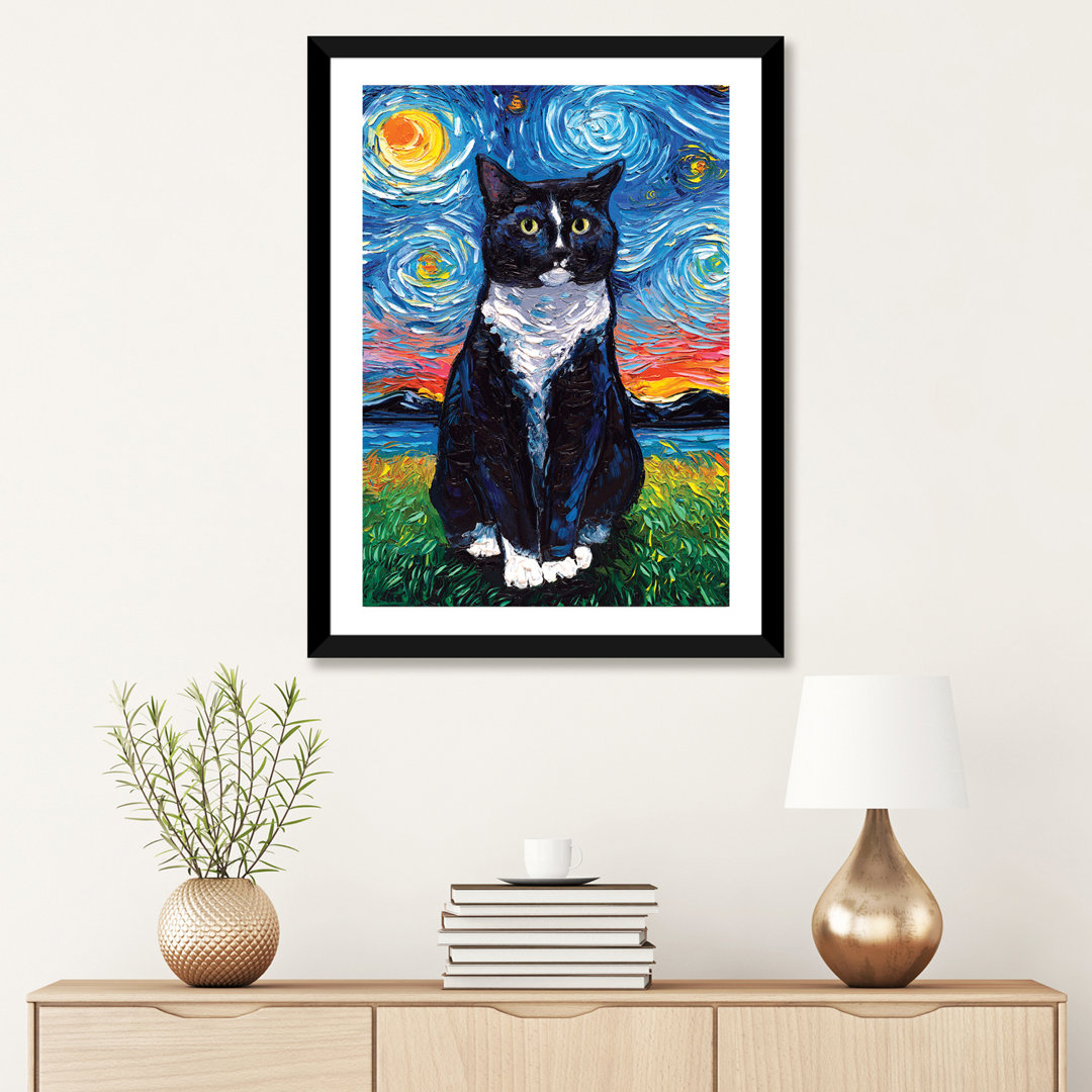 " Tuxedo Cat Night " by Aja Trier East Urban Home 