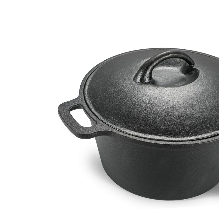 COMMERCIAL CHEF 2 Quart Cast Iron Saucepan, Dutch Oven Cast Iron Saucepan  with Lid and Looped Handle, Camping Cookware & Sauce Pan for Indoor 