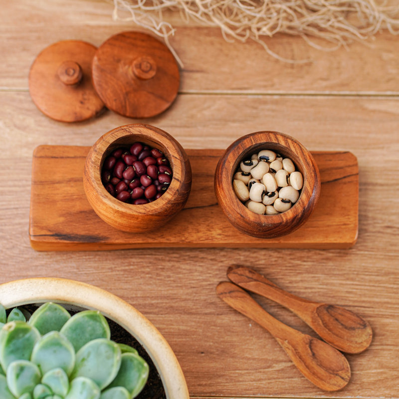 Rainforest Bowls Teak Condiment Server