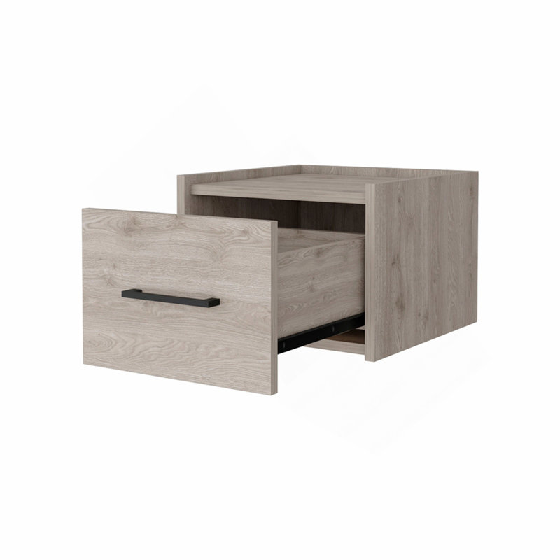 Light Gray Wall-Mounted Floating Nightstand