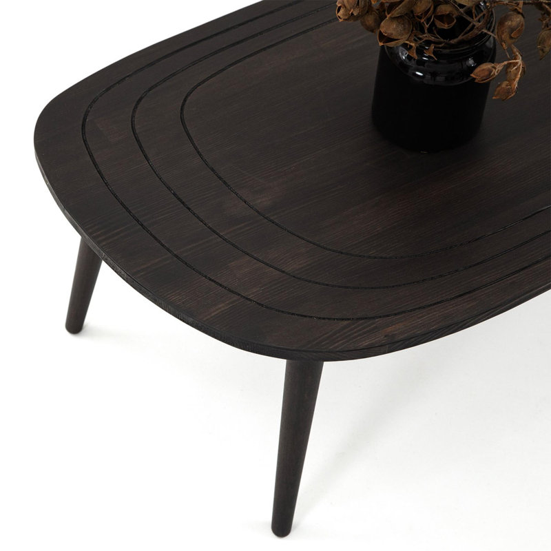 Table basse moderne, anthracite - cadre 100% bois de pin de haute qualité et pieds 100% bois de hêtre, 45,3 po x 15,0 po x 19,0 po | Design scandinave, durable et élégant, parfait pour le salon et les espaces contemporains