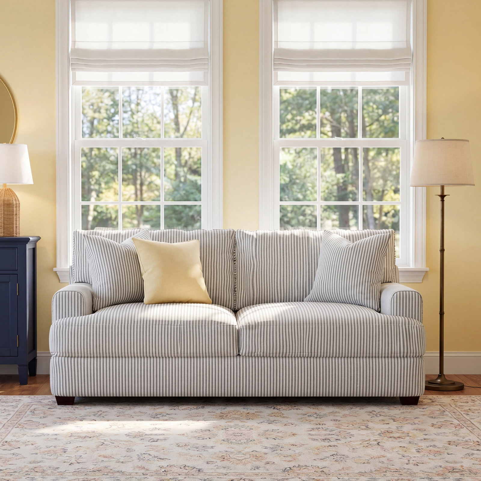 Emilio 65'' Upholstered Loveseat, Cruise Adrift Woven Stripe