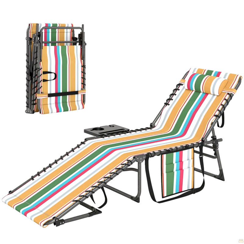 Tanning Chair,Folding Outdoor Chaise Lounge Chair, Colorful
