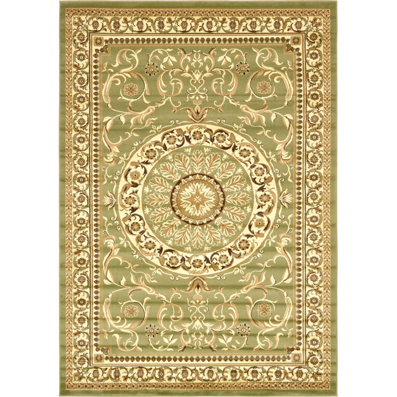 Tapis vert clair Aracelia, Rectangle 7 pi 10 po x 11 pi