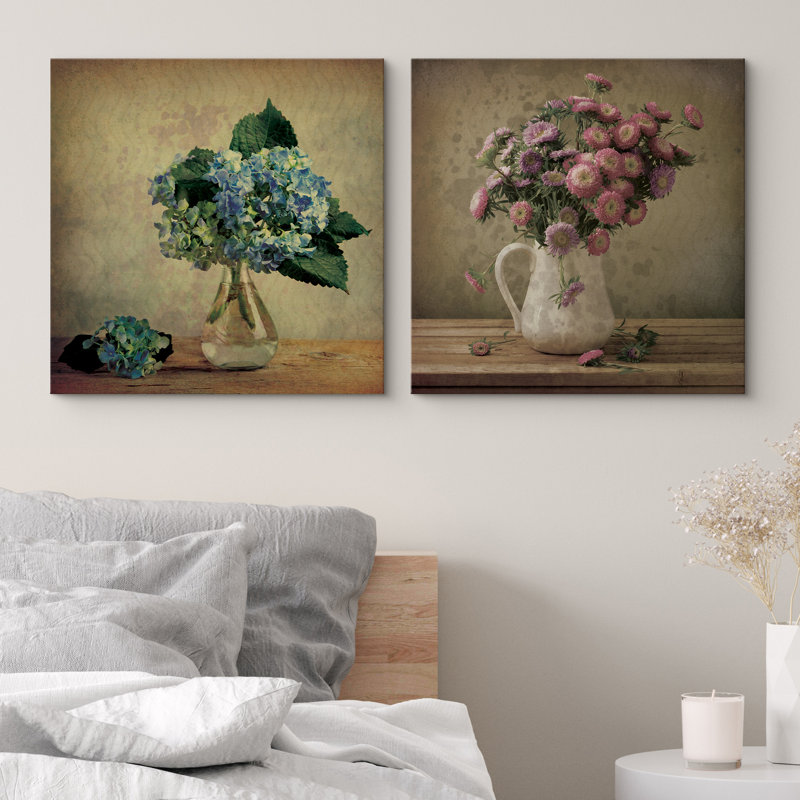 Fleur de fleur sur toile, 2 pièces, H 24 po x l 48 po x P 1,5 po
