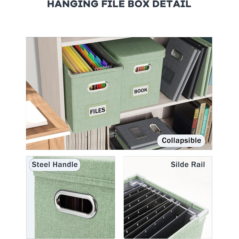 File Organizer Box With Lid, Hanging Filing File Box With Mesh Pocket, Document Organizer Box For Letter Files, Portable Storage Box
