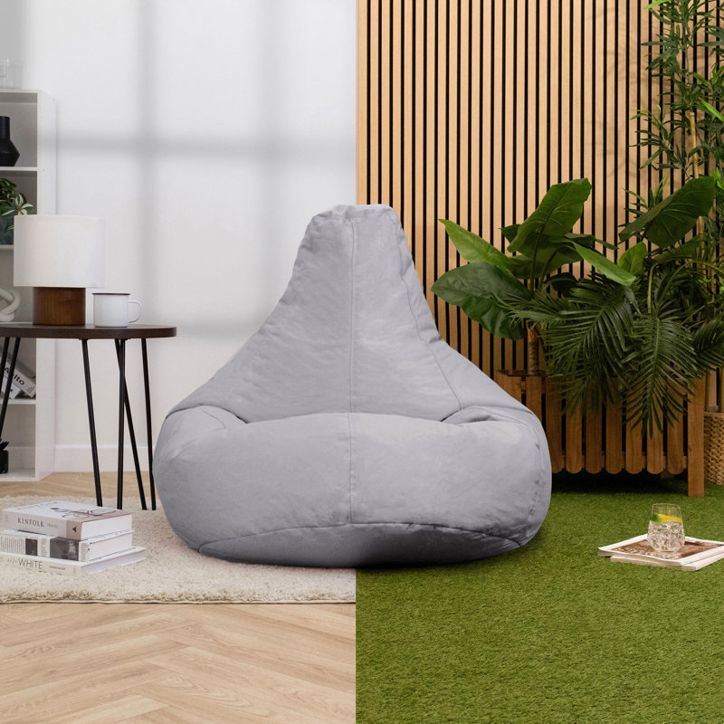 Bean Bag Bazaar Dalton Water-Resistant High Back Recliner Bean Bag, Grey