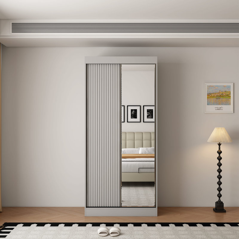 2 Door Wardrobe, 220cm H x 100cm W x 62cm D, Grey