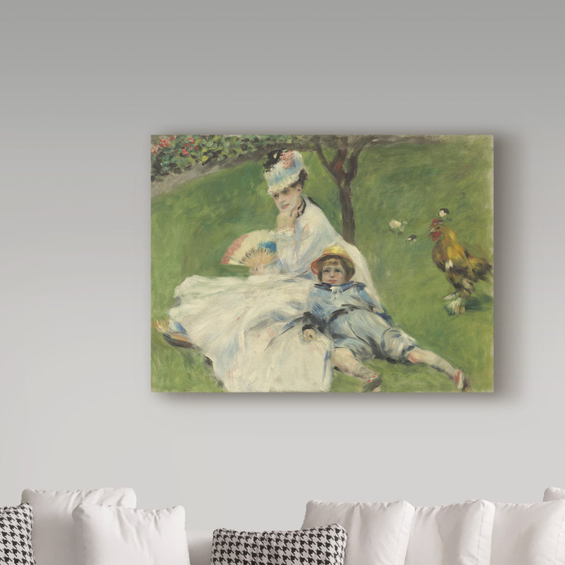 «Madame Monet and Her Son» par Pierre-Auguste Renoir - reproduction d'art sur toile, H 14 po x l 19 po x P 2 po