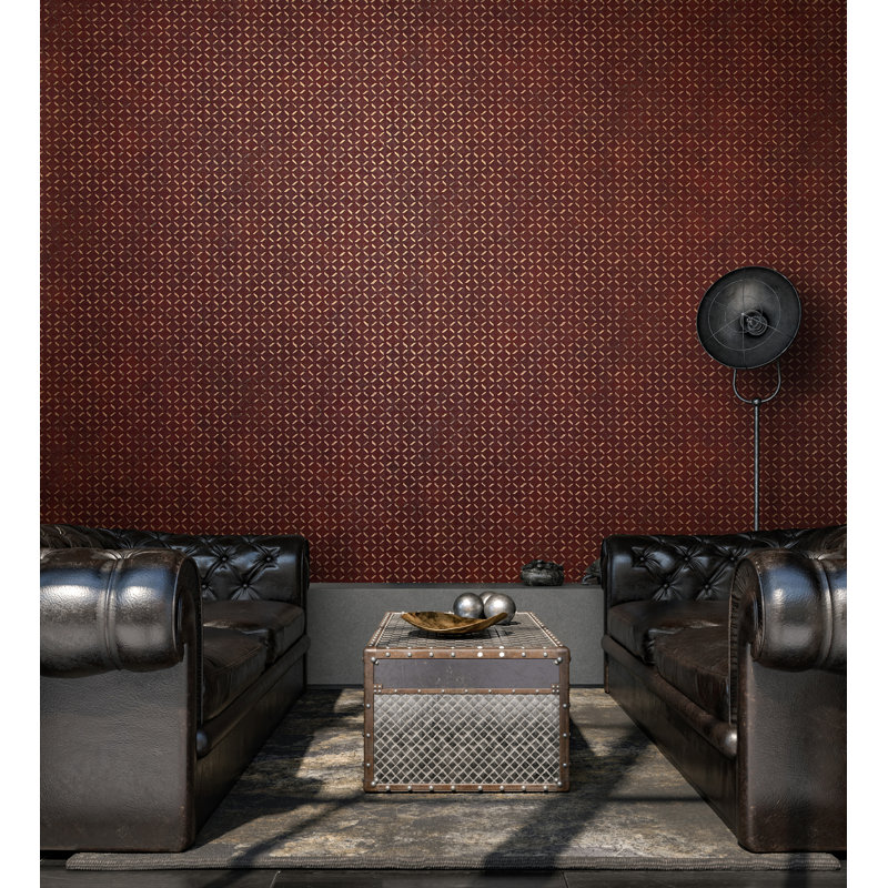 Urban Classics Collection Soho Metallic Industrial Grid Wallpaper Roll, Tan