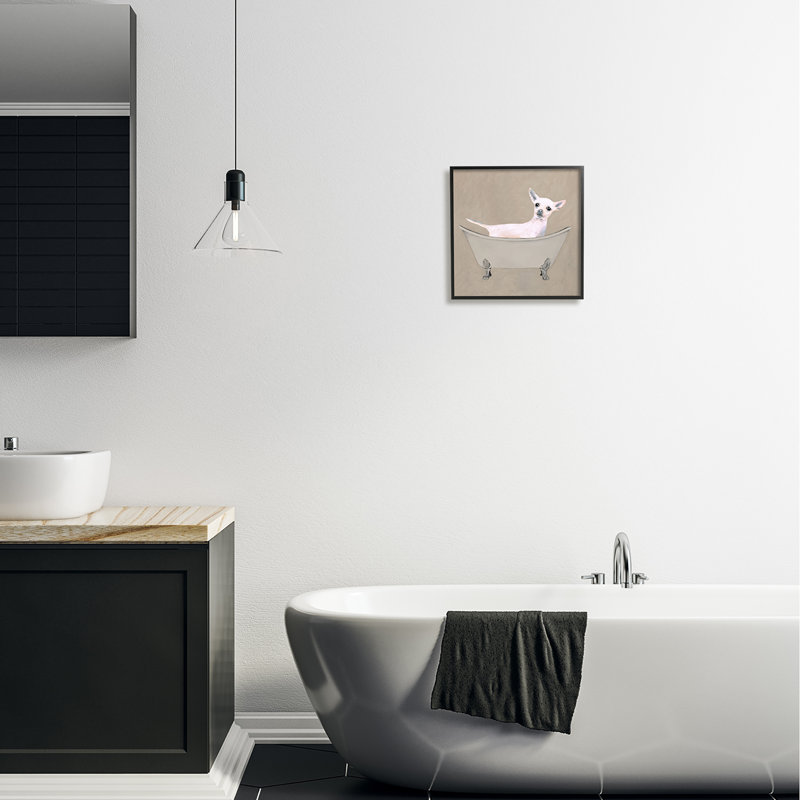 Baignoire Chihuahua, Giclée encadrée noir minuit, L 12 po x H 12 po