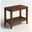 Table de bout en bois d'hévéa massif avec tablette de rangement ouverte