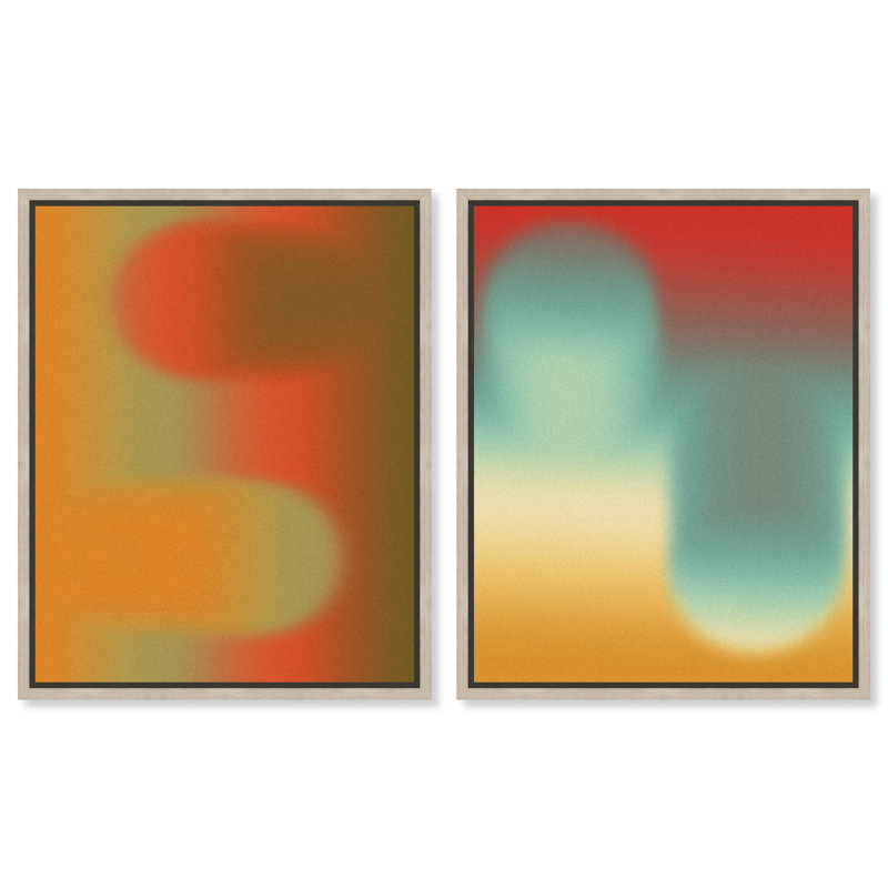 «Bouncing Abstracts», ensemble de décorations murales sur toile encadrées par Art Remedy, cadre blond, 16 x 20, Cadre blond