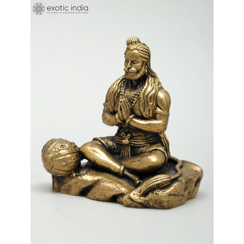 Petite statue méditative en laiton 2 pouces Hanuman