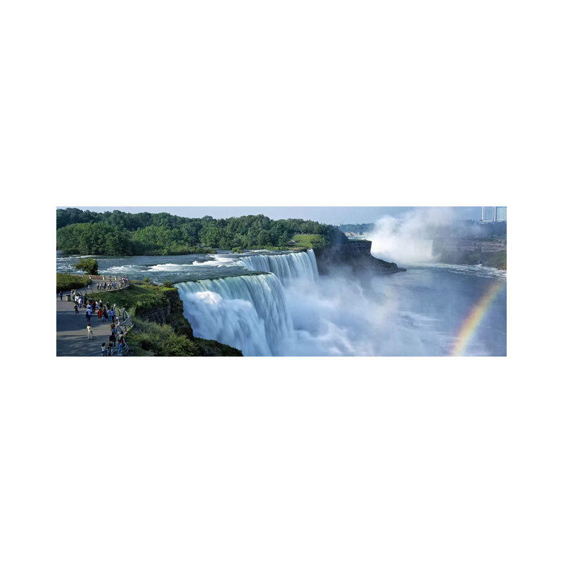 Tourists At A Waterfall, Niagara Falls, Niagara River - Wrapped Canvas Panoramic Print, 30.48 cm H x 91.44 cm W x 1.91 cm D