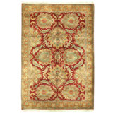 Hand Knotted Wool Oriental Area Rug in Red And Gold