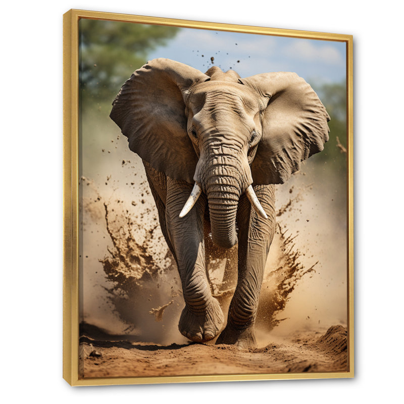 Kyley, photographie d'éléphants d'Afrique II, Cadre flottant doré, H 40 po x l 30 po x P 1,5 po