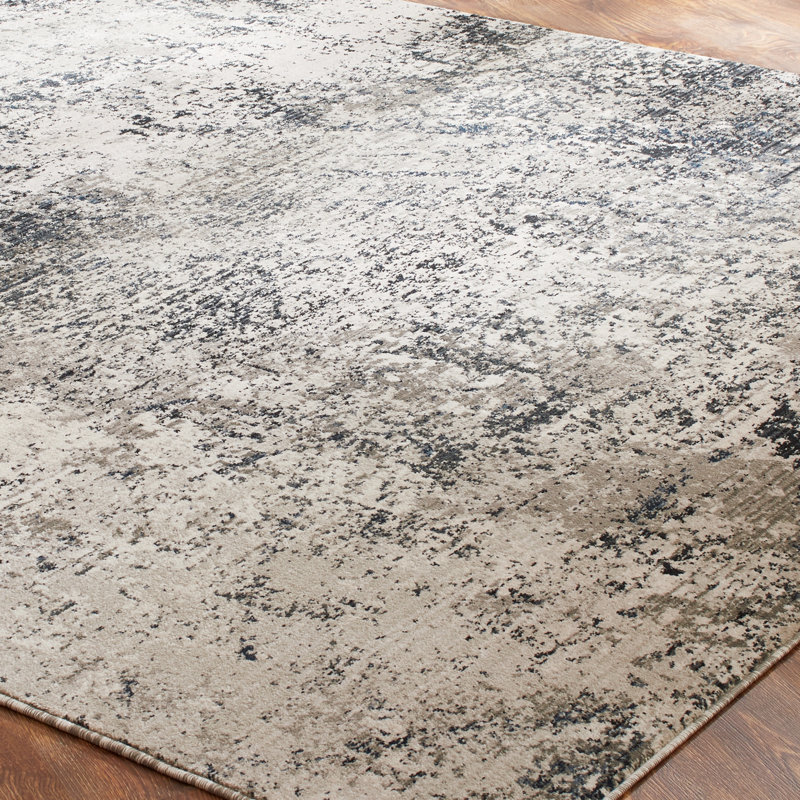Mayes Abstract Area Rug in Ivory/Gray, Rectangle 2' x 3'