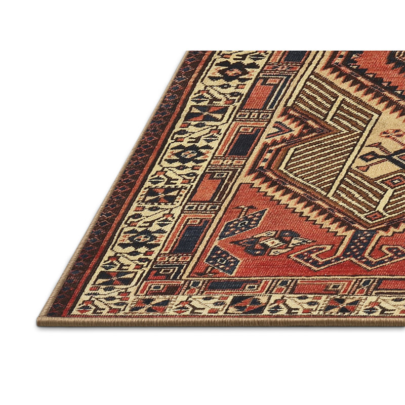 Tapis beige Southwestern, Rectangle 7 pi x 9 pi