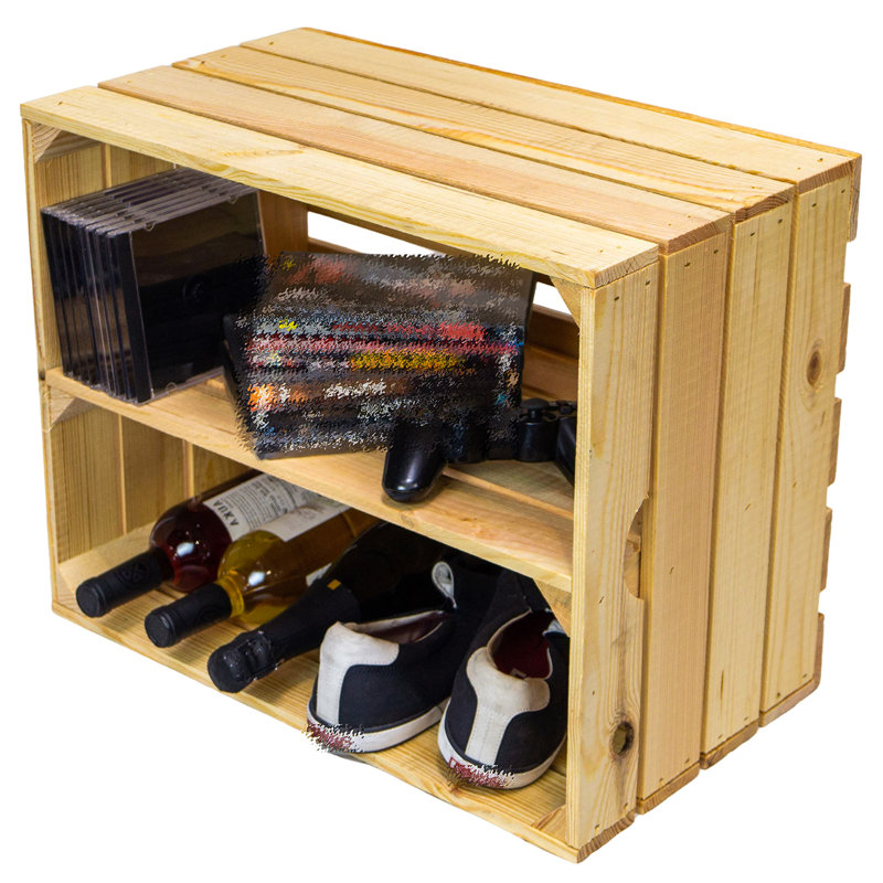 4 Pair Stackable Solid Wood Shoe Rack, Beige