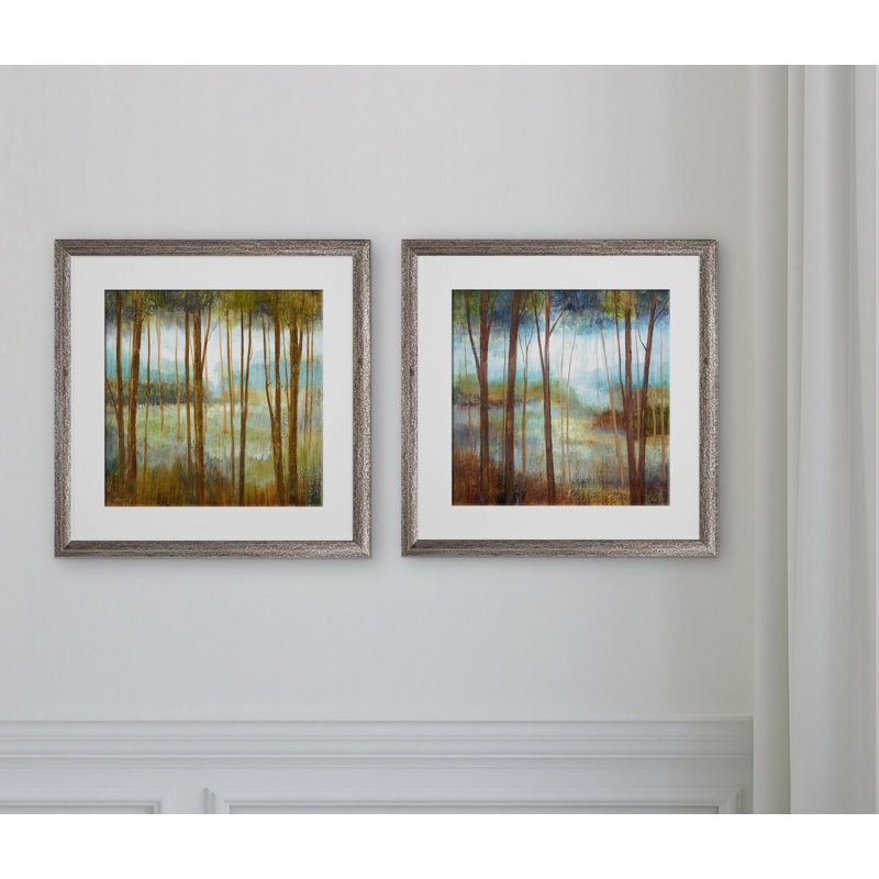 " Into The Woods " 2 Piece Art Acrylic Set, Brown Framed