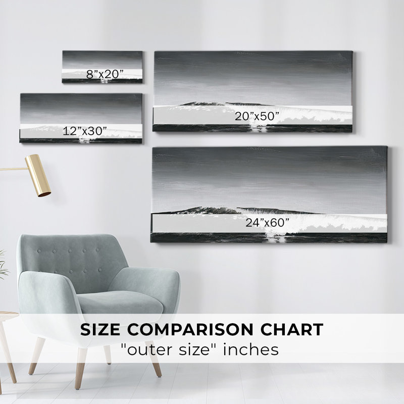 Ondes noires et blanches I sur toile