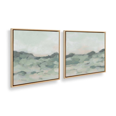 Ensemble de 2 impressions sur toile dans un cadre en érable, 12 po x 12 po