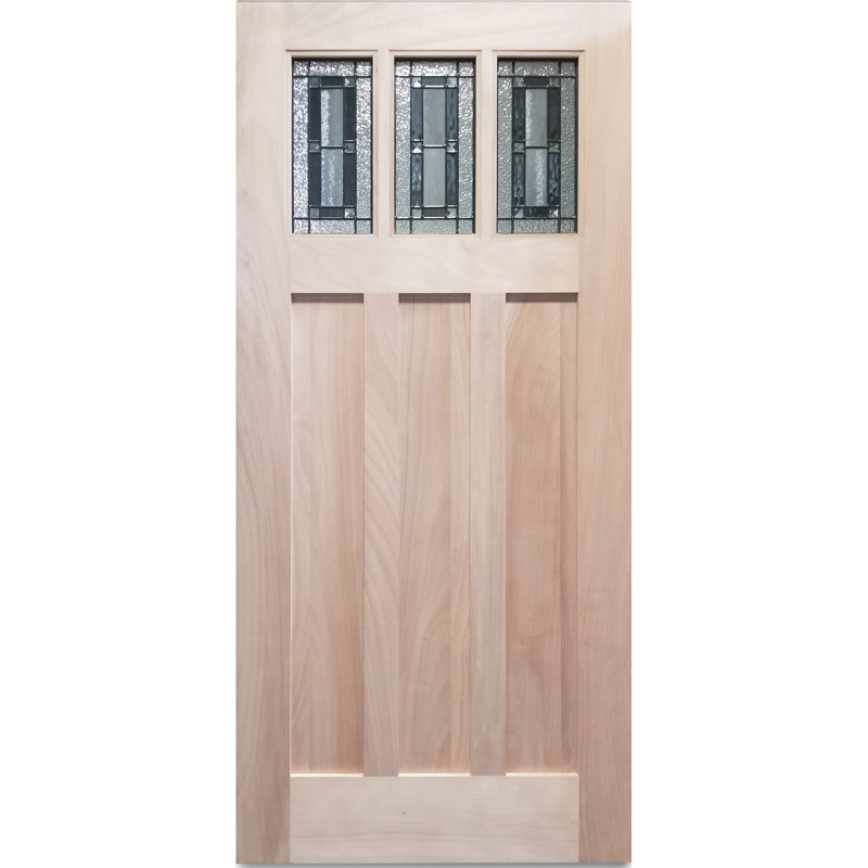 Creative Entryways Unfinished Wood Craftsman Front Door with Clear Glass
