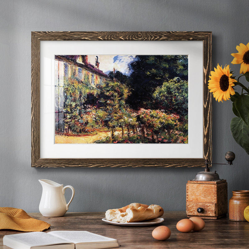 La maison de l'artiste à Giverny, 1913 - Reproduction encadrée rustique avec tableau mat, Noyer, H 28 po x l 42 po x P 1,5 po