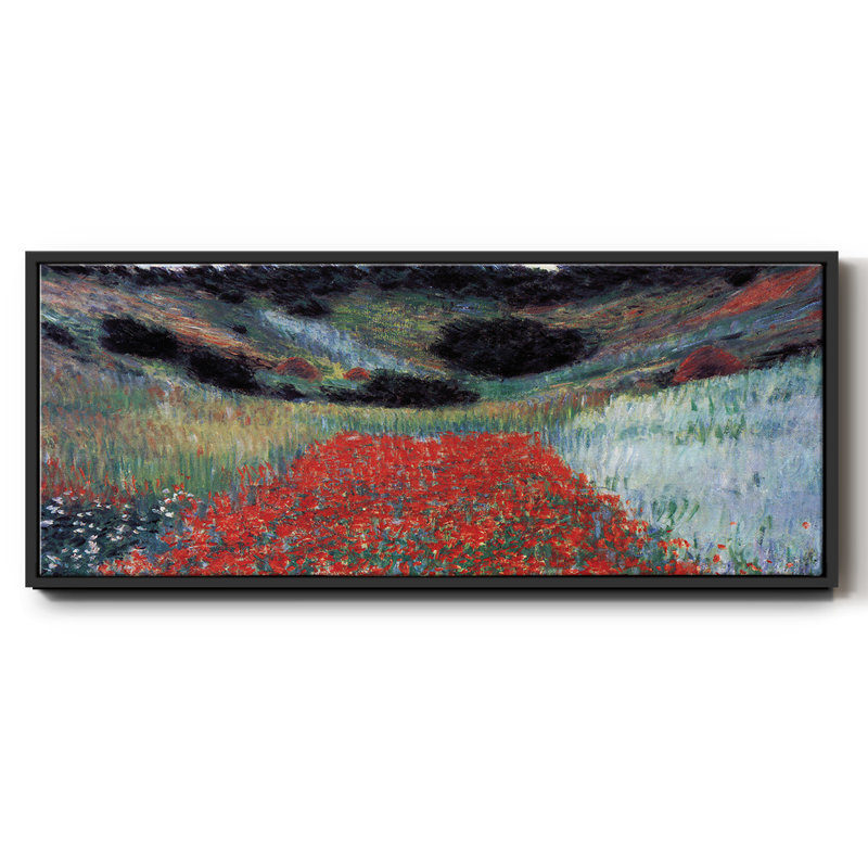 Champ de coquelicots à Giverny par Monet, Noir, H 12 po x l 30 po x P 1,5 po