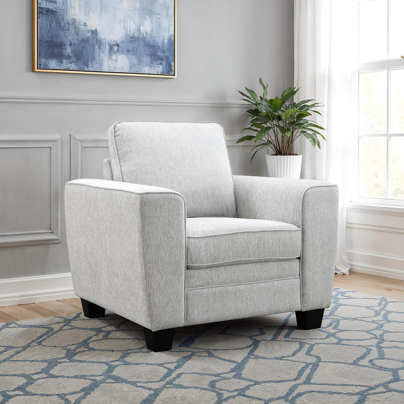 Fauteuil 1Pc de style transitionnel avec accoudoirs souples et accoudoirs fuselés pour salon principal, Gris clair