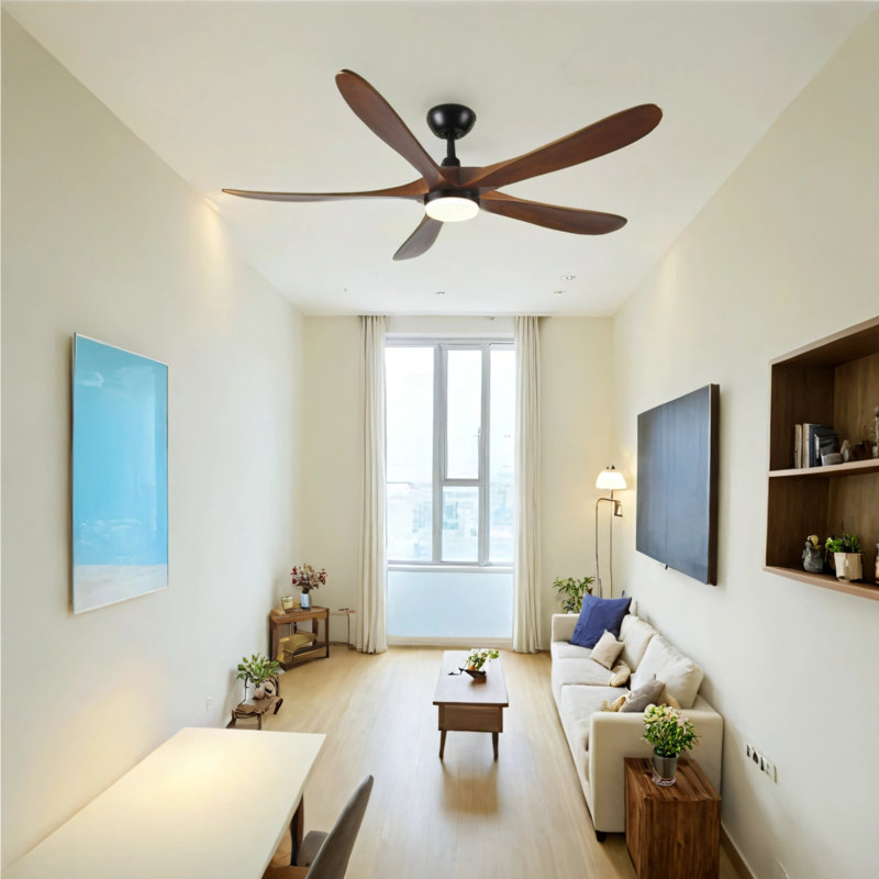 5-piece Solid Wood Ceiling Fan Light, 52" Wide