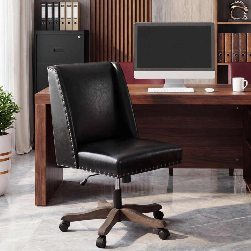 Task Chair, Classic Black Faux Leather