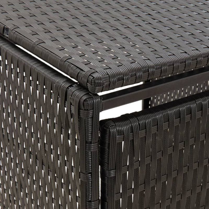 vidaXL Bin Store Trash Can Storage Quadruple Wheelie Bin Shed Poly Rattan, Black