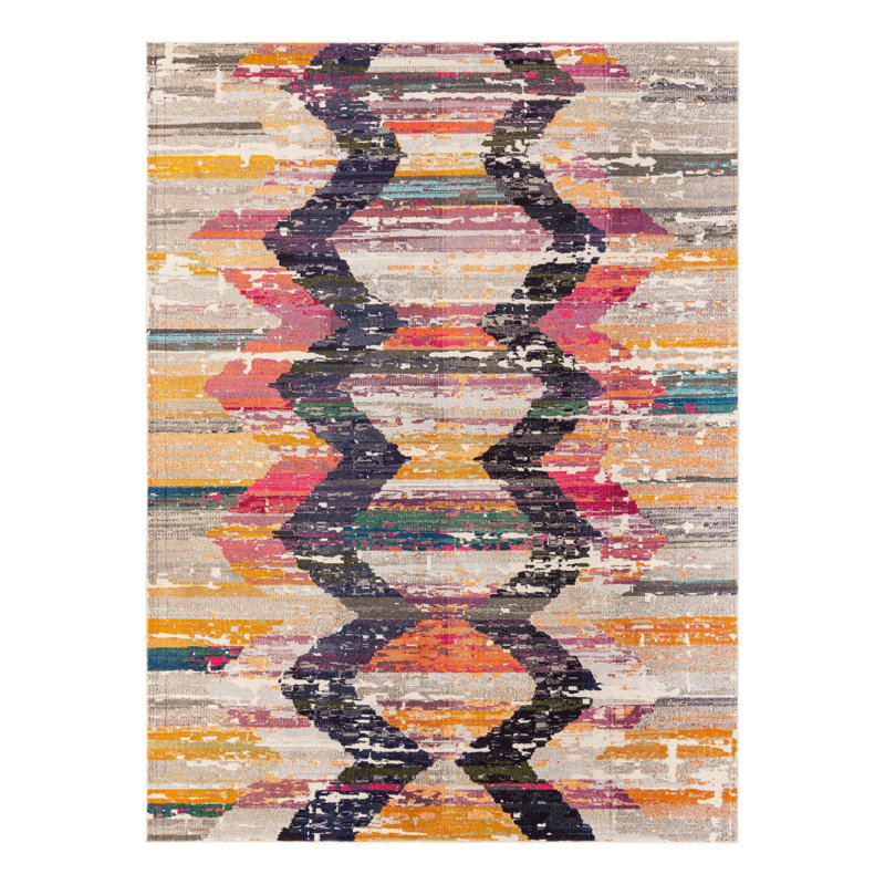 Tapis abstrait orange / gris, Rectangle 9 pi x 12 pi