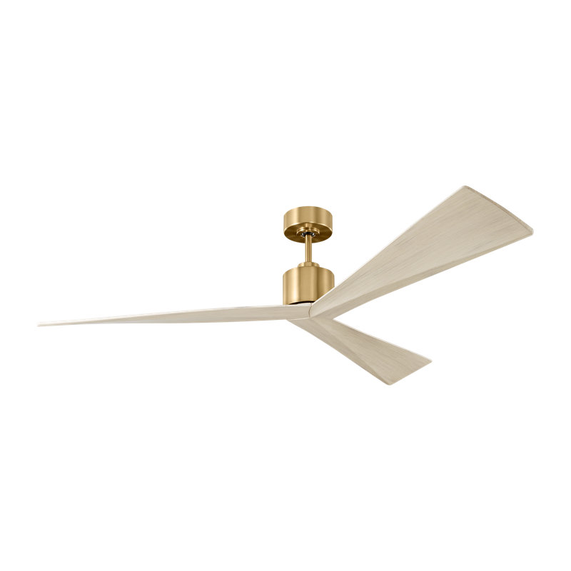  Adler 60 Indoor Ceiling Fan with Washed White Oak ABS blades and Handheld Remote, Washed White Oak, Burnished Brass