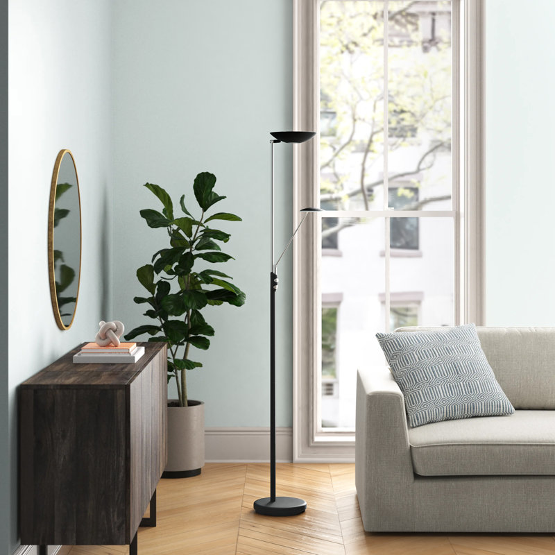 Lampe de plancher torchère sur pied à del 72" Denson, Noir
