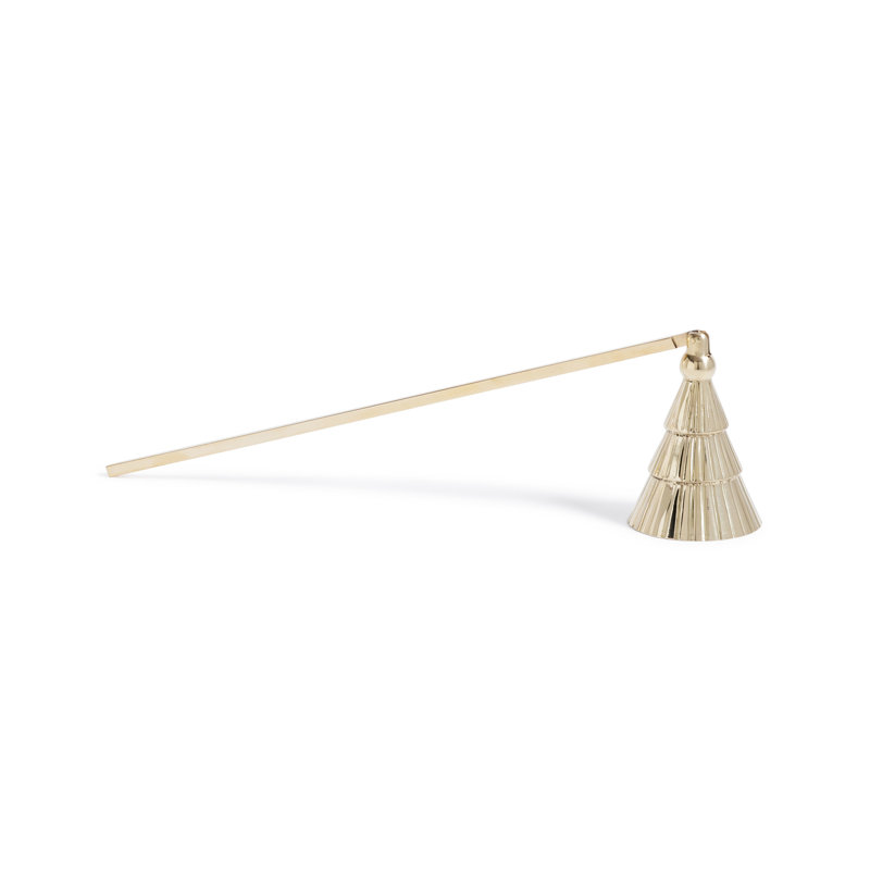 Christmas Tree Design Brass Candle Snuffer, Rippled Gold