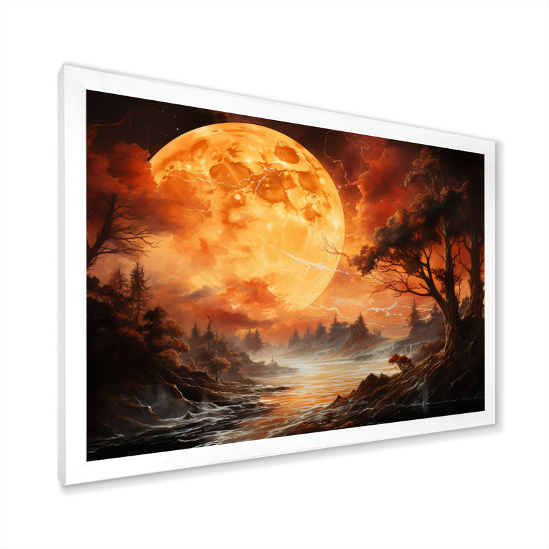 Planète Vénus, ambre lumineux II sur toile, Cadre simple blanc, H 30 po x l 40 po x P 1,5 po