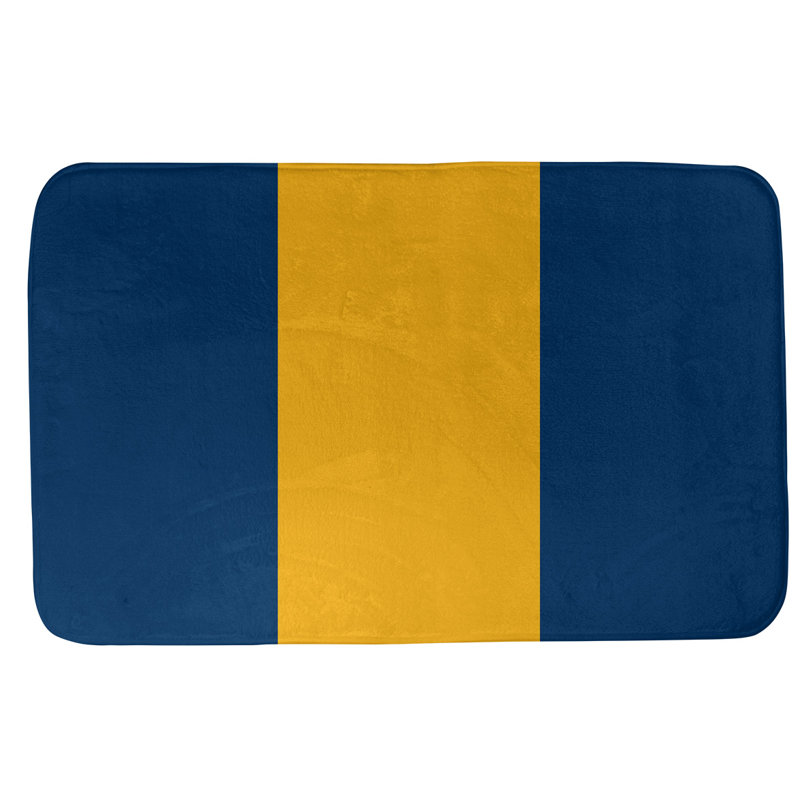 Memory Foam Non-Slip Bath Rug, 17" W x 24" L, Blue/Yellow Middle