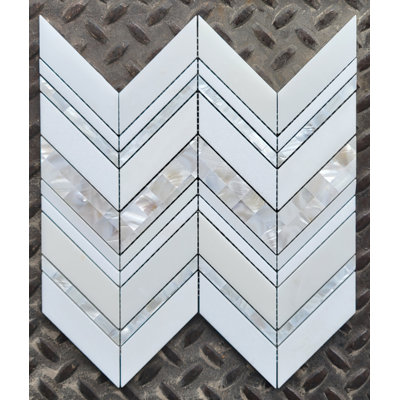 Seashell Heringbone Mosaic Wall Tile