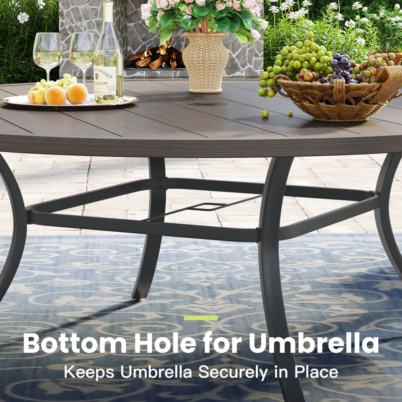 60" Round Patio Dining Table, Brush Wood Gray