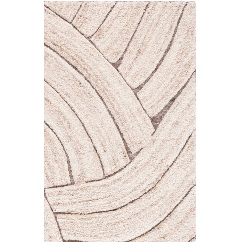 Maurine Hand Woven Wool/Cotton Abstract Rug in Natural/Beige, Runner 2'3" x 9'