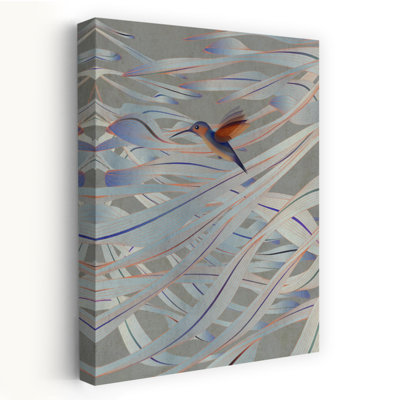Contemporary Art Colorful Geometric Abstract Hummingbird Bird Nature Tropical Wall Art by Angelo Cerantola - Wrapped Canvas Print