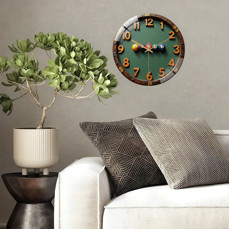 Horloge murale ronde en verre 12 po