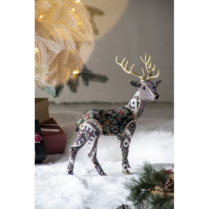Cerf sur pied en mousse de velours 13 x 6,3 x 16,5 po