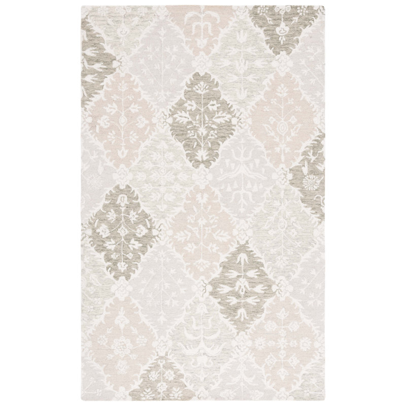 Tapis floral en laine touffeté à la main Garvin, Rectangle 6 pi x 9 pi