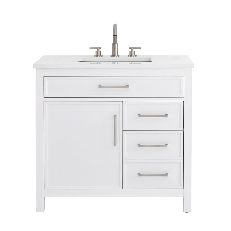 Wenniah 36" Single Vanity, White/Brushed Nickel