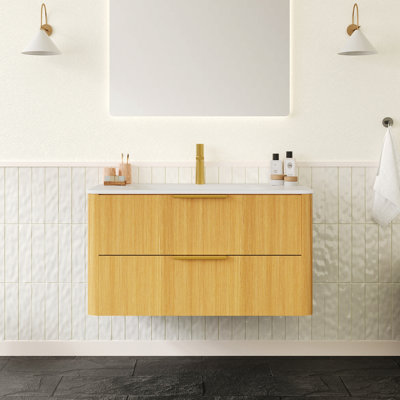 Meuble-lavabo de salle de bain avec lavabo, armoire de rangement en contreplaqué avec tiroirs