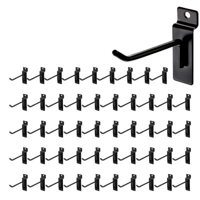 50‑Pack 4 Inch Black Slatwall Hooks, Heavy‑Duty Slatwall Accessories, for Garage, Shop, Retail Display, Pegboard & Gridwall